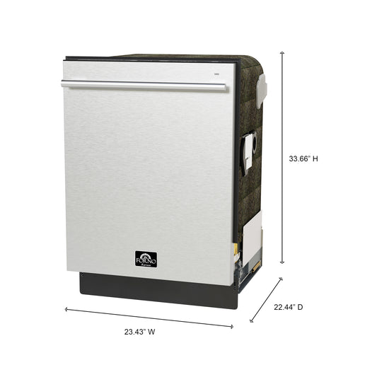 FORNO Premium 3-Piece Kitchen Bundle - 30" Gas Range, Bottom Freezer Refrigerator, Built-In Dishwasher, Stainless Steel - FBDL-012-01CAUS