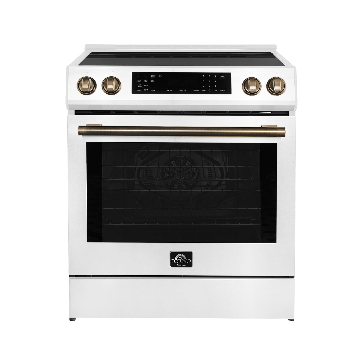 FORNO 2-Piece White Kitchen Bundle - 30" Induction Range and 31" Bottom Freezer Refrigerator