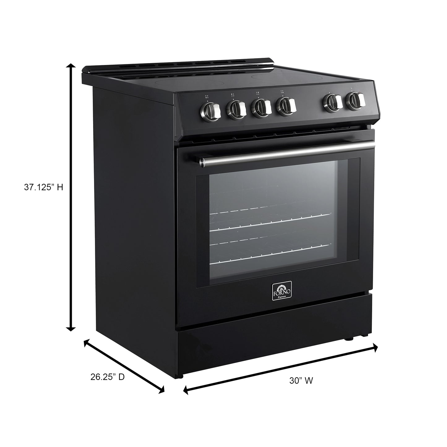 FORNO 2-Piece Black Kitchen Bundle - 30" Induction Range and 31" Bottom Freezer Refrigerator