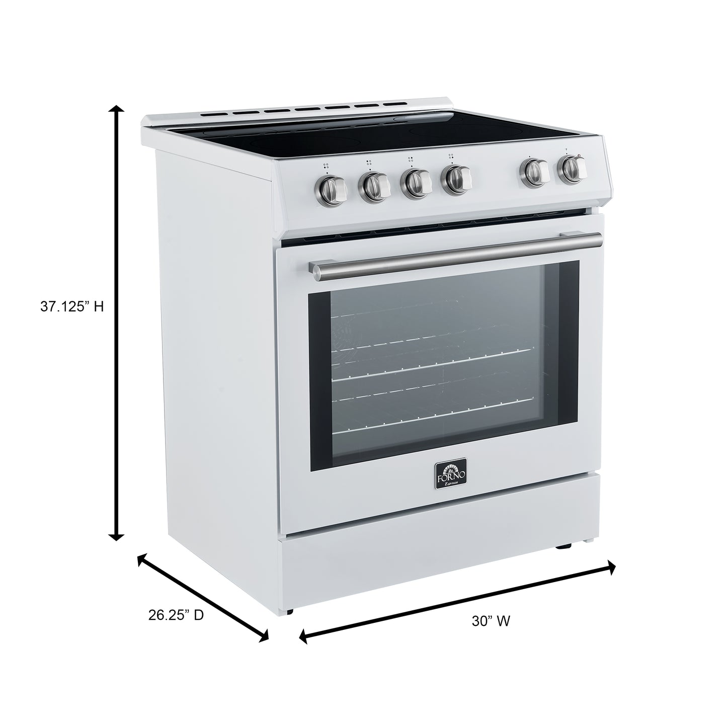 FORNO 2-Piece White Kitchen Bundle - 30" Induction Range and 36" Bottom Freezer Refrigerator
