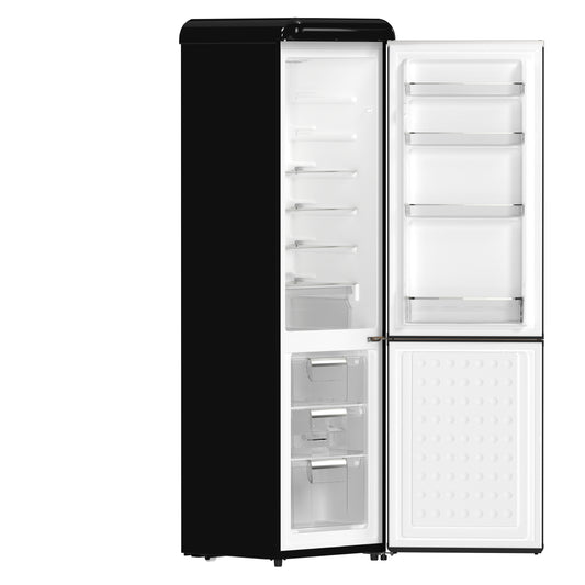 Forno Storico 22-Inch Retro bottom freezer Fridge in Black, 9 cu.ft, copper-tone handle