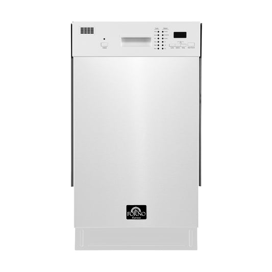 Forno Polo 18-Inch Built-In White Dishwasher, 8 Place Settings, ENERGY STAR Certified, 52 dBA