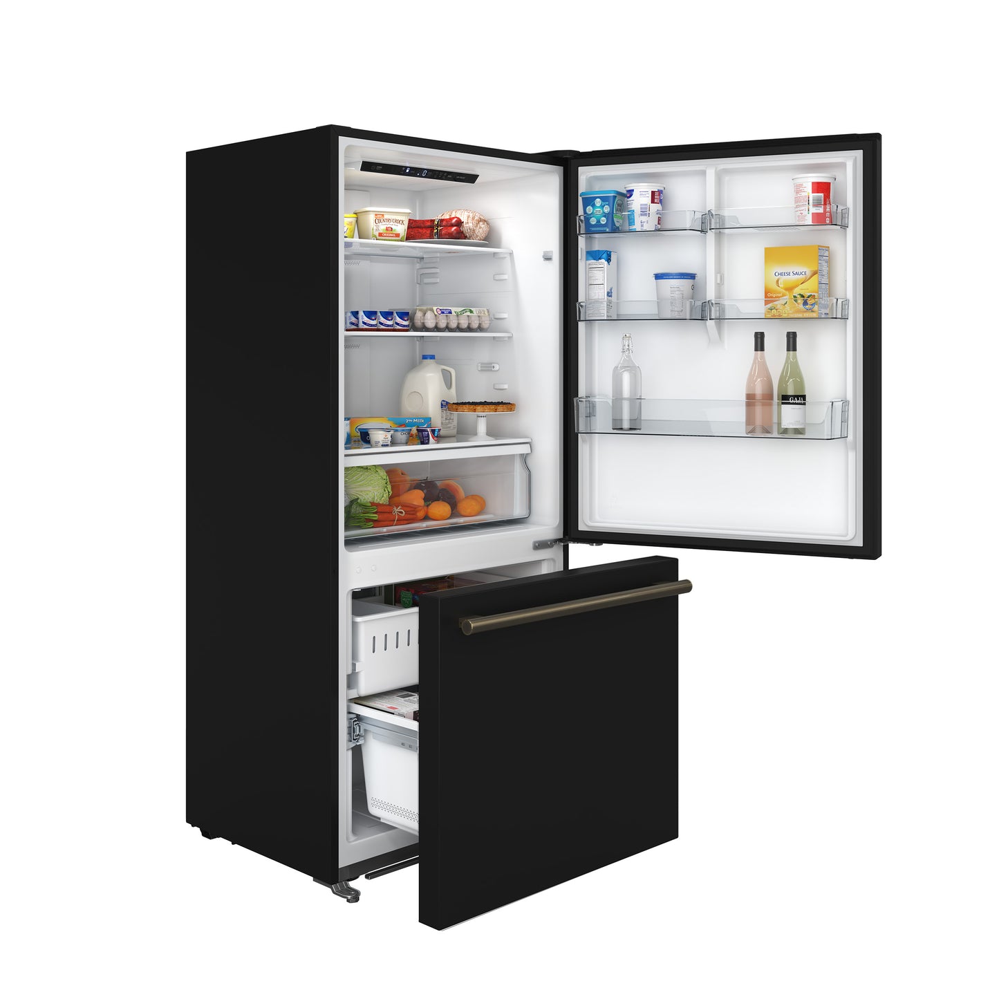 FORNO 2-Piece Black Kitchen Bundle - 30" Induction Range and 31" Bottom Freezer Refrigerator