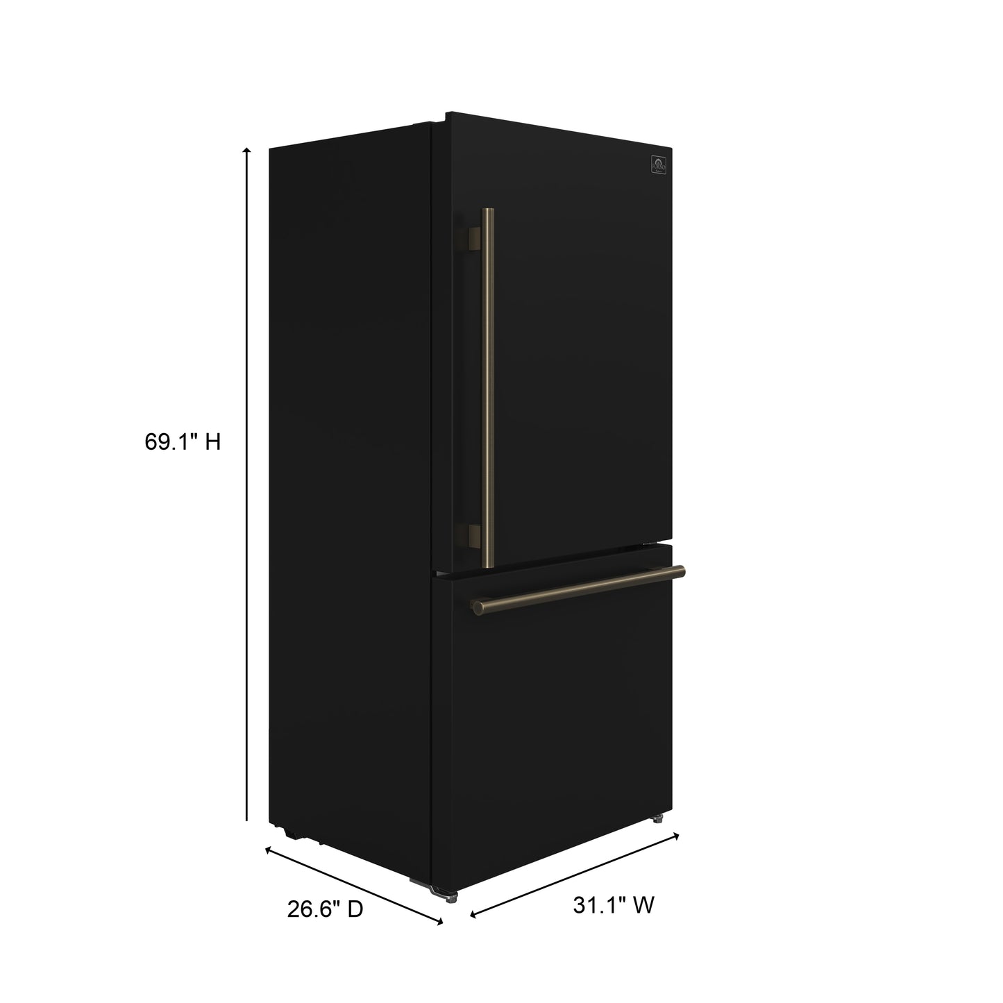 FORNO 2-Piece Black Kitchen Bundle - 30" Induction Range and 31" Bottom Freezer Refrigerator