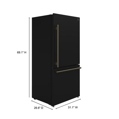 FORNO 2-Piece Black Kitchen Bundle - 30" Induction Range and 31" Bottom Freezer Refrigerator