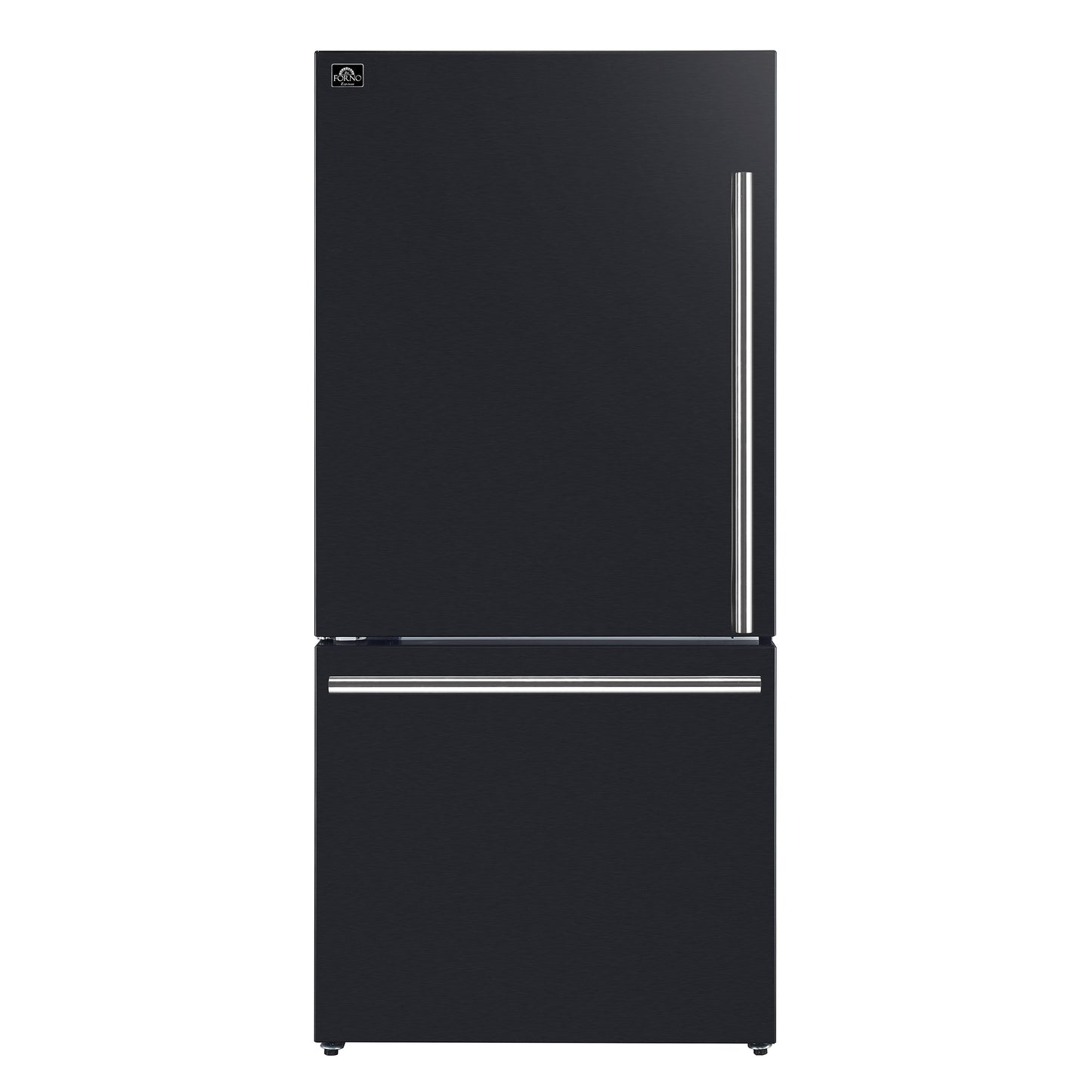 FORNO 2-Piece Black Kitchen Bundle - 30" Induction Range and 31" Bottom Freezer Refrigerator