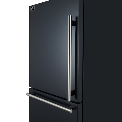 FORNO 2-Piece Black Kitchen Bundle - 30" Induction Range and 31" Bottom Freezer Refrigerator
