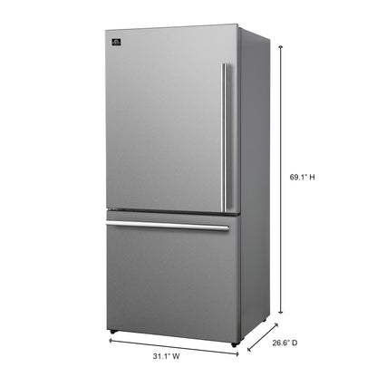FORNO 2-Piece SS Kitchen Bundle - 36" Electric Range and 31" Bottom Freezer Refrigerator