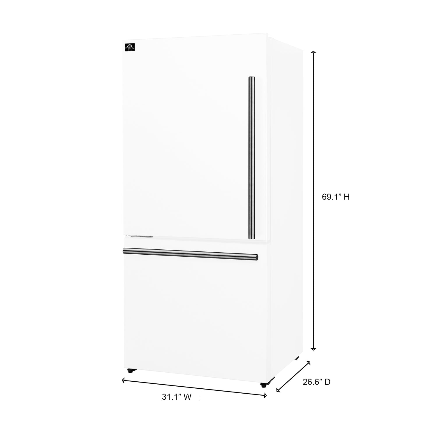 FORNO 2-Piece White Kitchen Bundle - 30" Induction Range and 31" Bottom Freezer Refrigerator