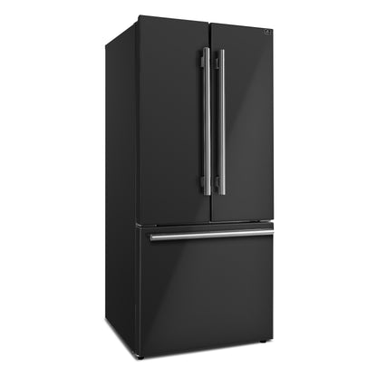FORNO 2-Piece Black Kitchen Bundle - 30" Induction Range and 31" Bottom Freezer Refrigerator
