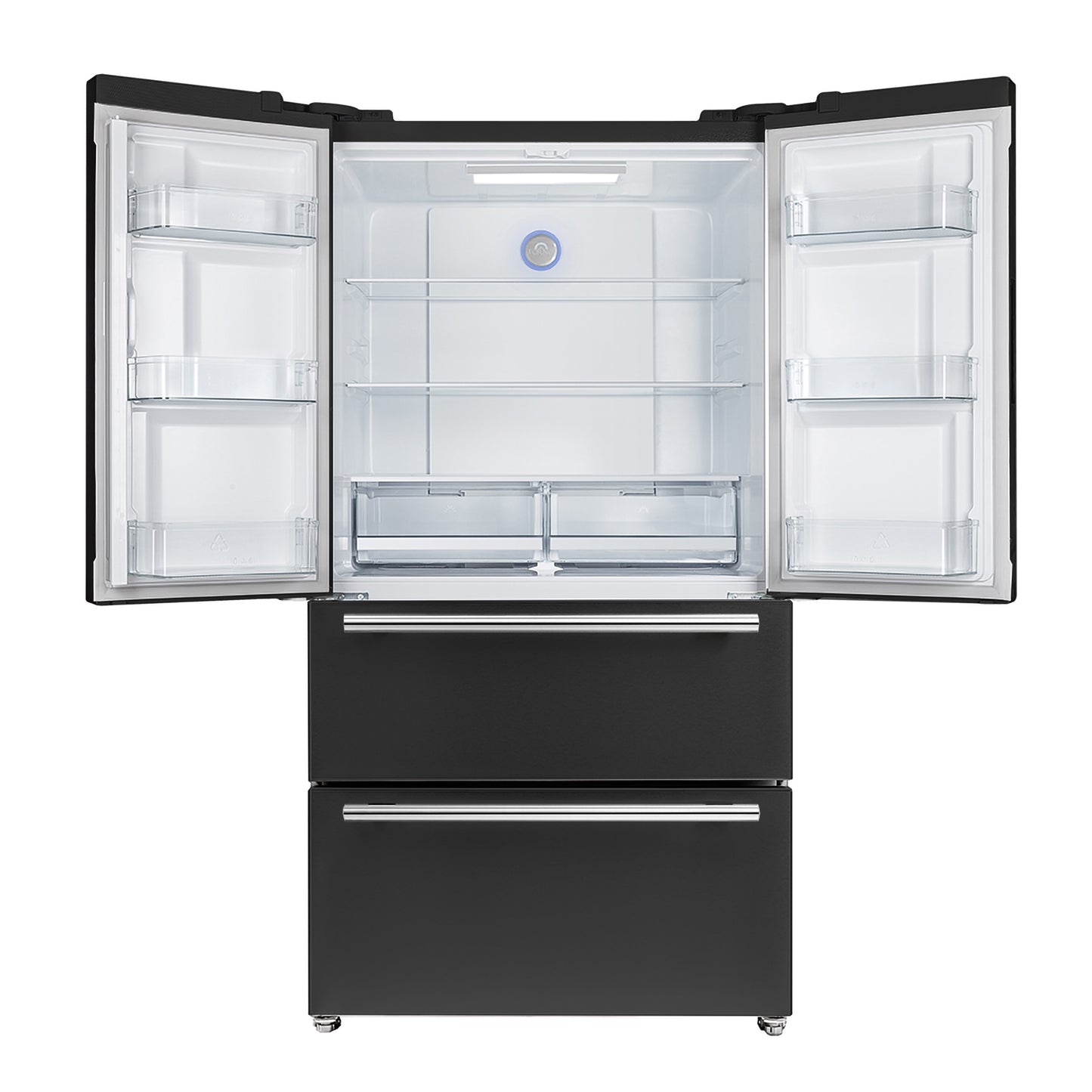 FORNO 2-Piece Black Kitchen Bundle - 30" Induction Range and 36" Bottom Freezer Refrigerator