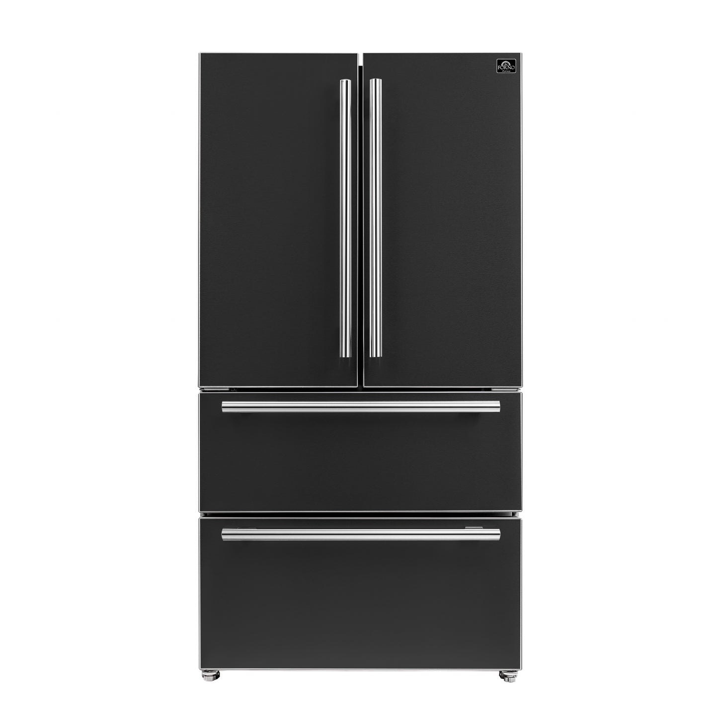 FORNO 2-Piece Black Kitchen Bundle - 30" Induction Range and 36" Bottom Freezer Refrigerator
