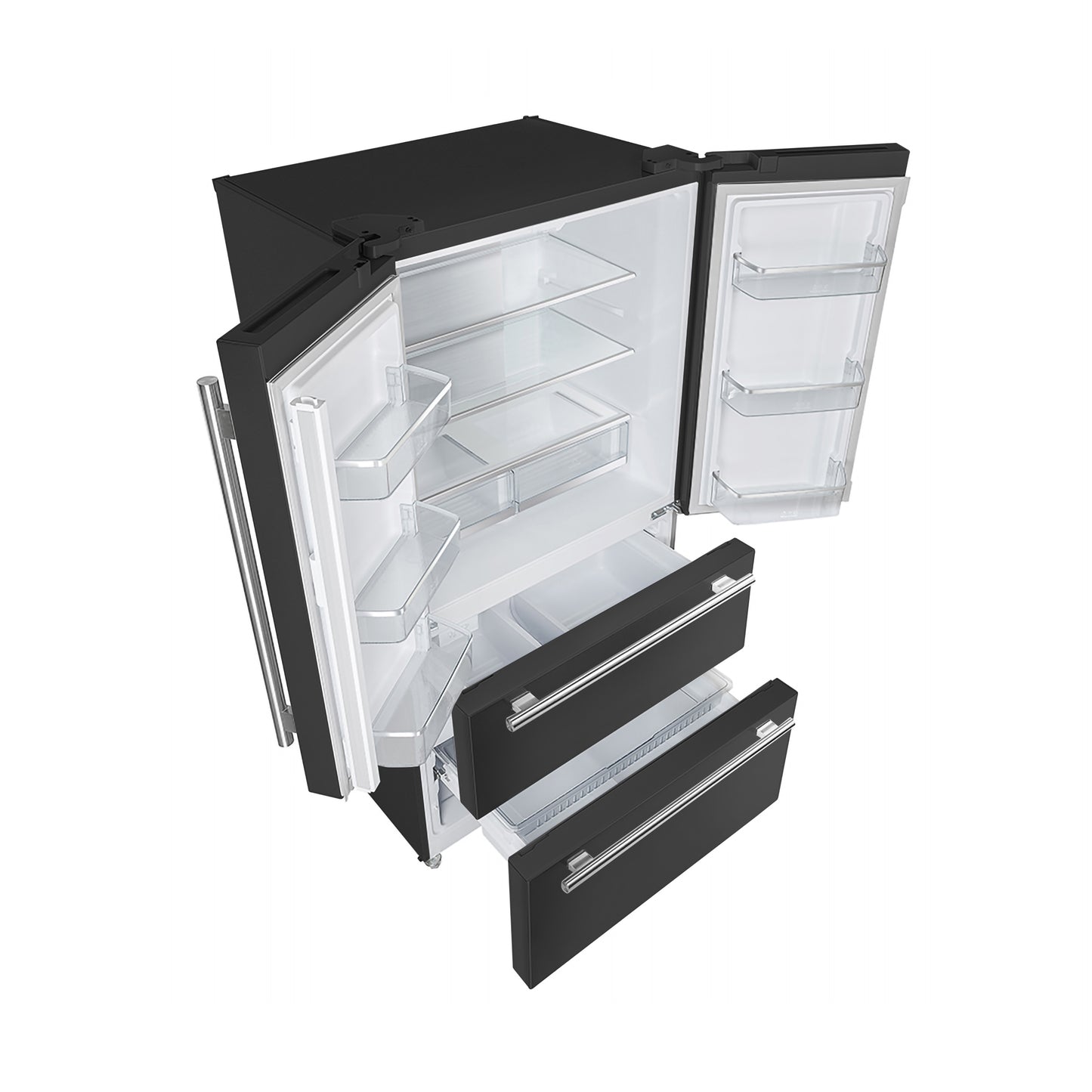 FORNO 2-Piece Black Kitchen Bundle - 30" Induction Range and 36" Bottom Freezer Refrigerator