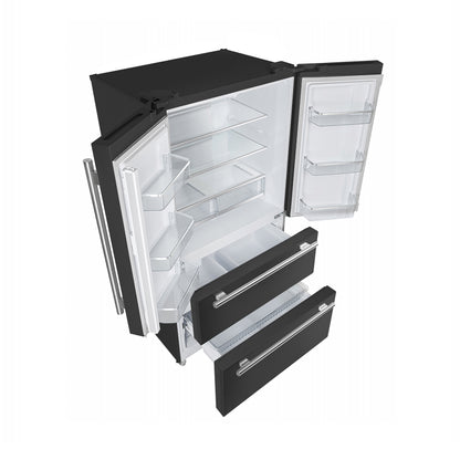 FORNO 2-Piece Black Kitchen Bundle - 30" Induction Range and 36" Bottom Freezer Refrigerator