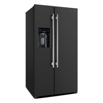 FORNO 2-Piece Black Kitchen Bundle - 30" Induction Range and 36" Bottom Freezer Refrigerator
