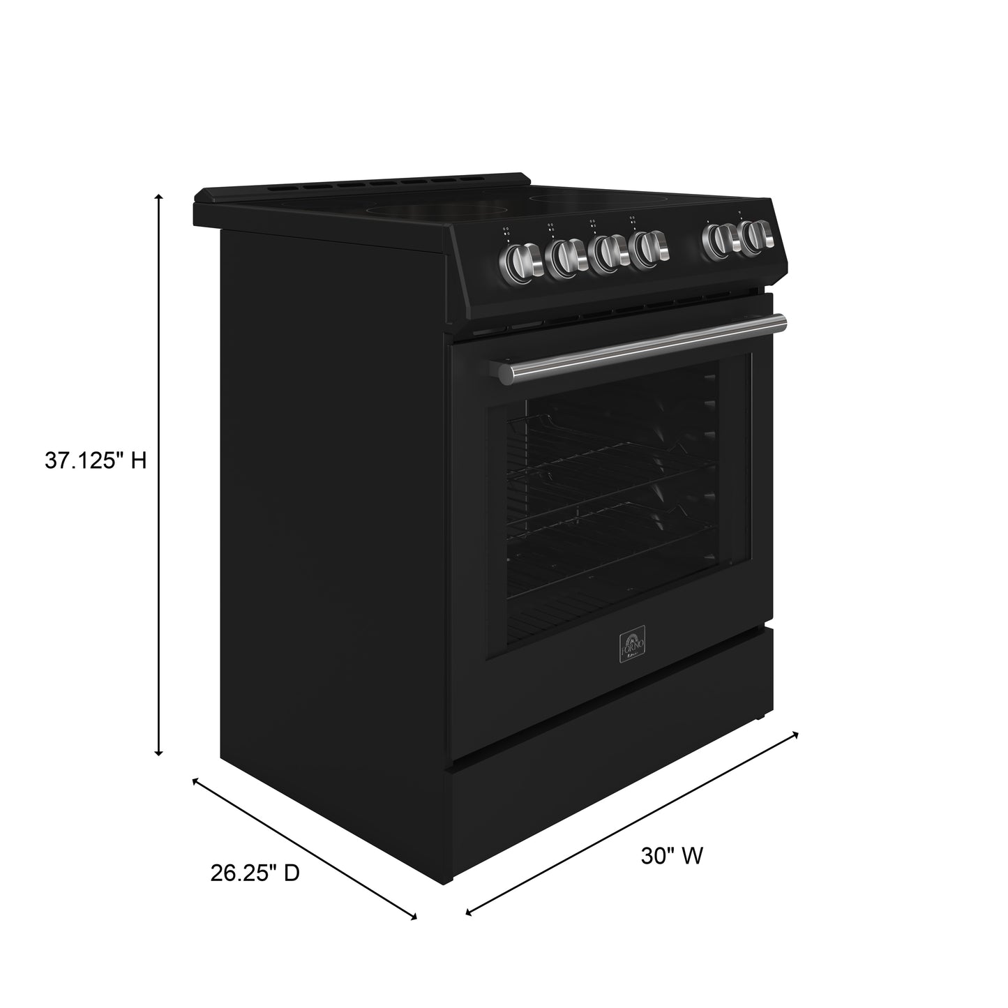 FORNO 2-Piece Black Kitchen Bundle - 30" Electric Range and 31" Bottom Freezer Refrigerator
