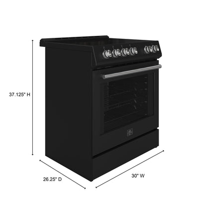 FORNO 2-Piece Black Kitchen Bundle - 30" Electric Range and 31" Bottom Freezer Refrigerator