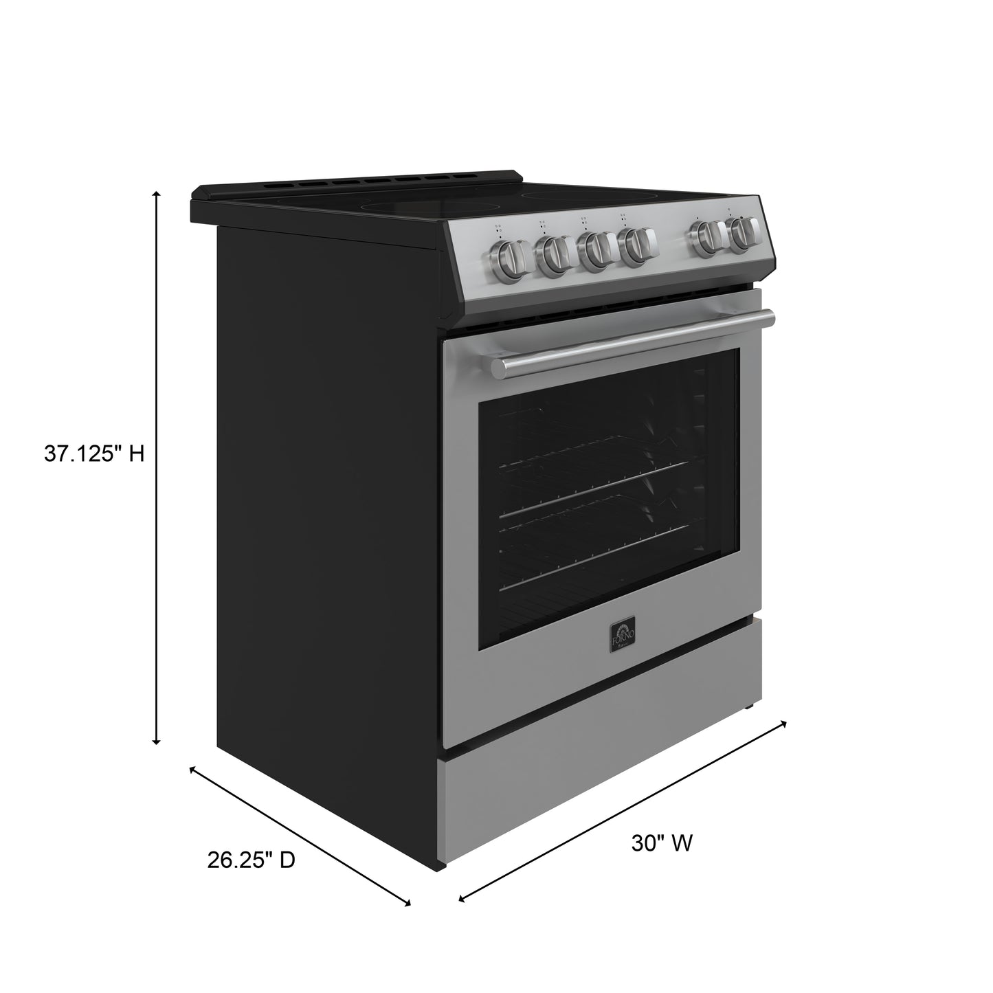 FORNO 2-Piece Black Kitchen Bundle - 30" Electric Range and 31" Bottom Freezer Refrigerator
