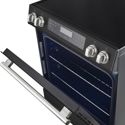 FORNO 2-Piece Black Kitchen Bundle - 30" Induction Range and 36" Bottom Freezer Refrigerator