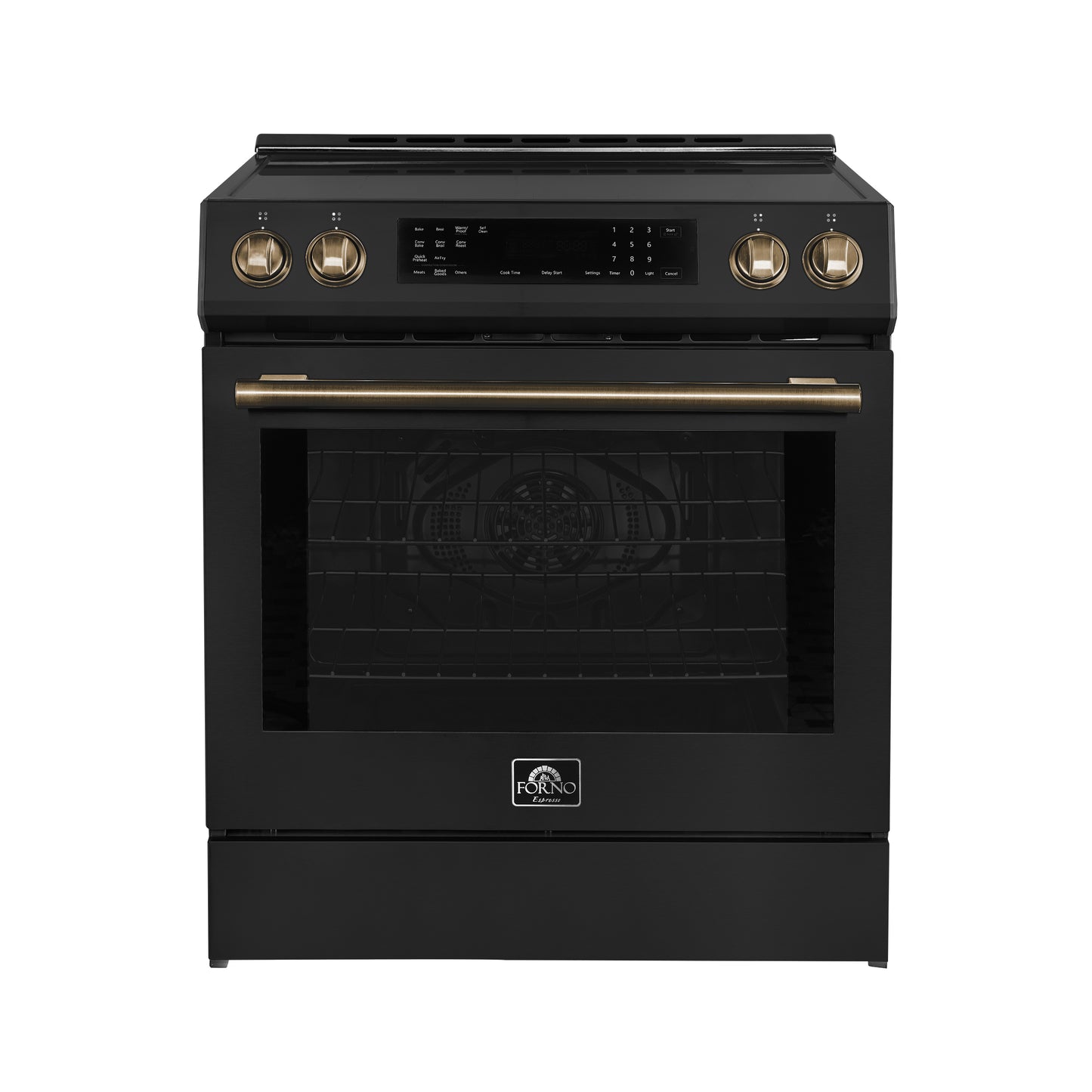 FORNO 2-Piece Black Kitchen Bundle - 30" Induction Range and 36" Bottom Freezer Refrigerator