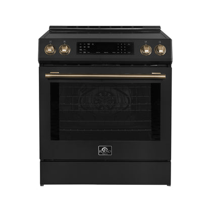 FORNO 2-Piece Black Kitchen Bundle - 30" Induction Range and 36" Bottom Freezer Refrigerator