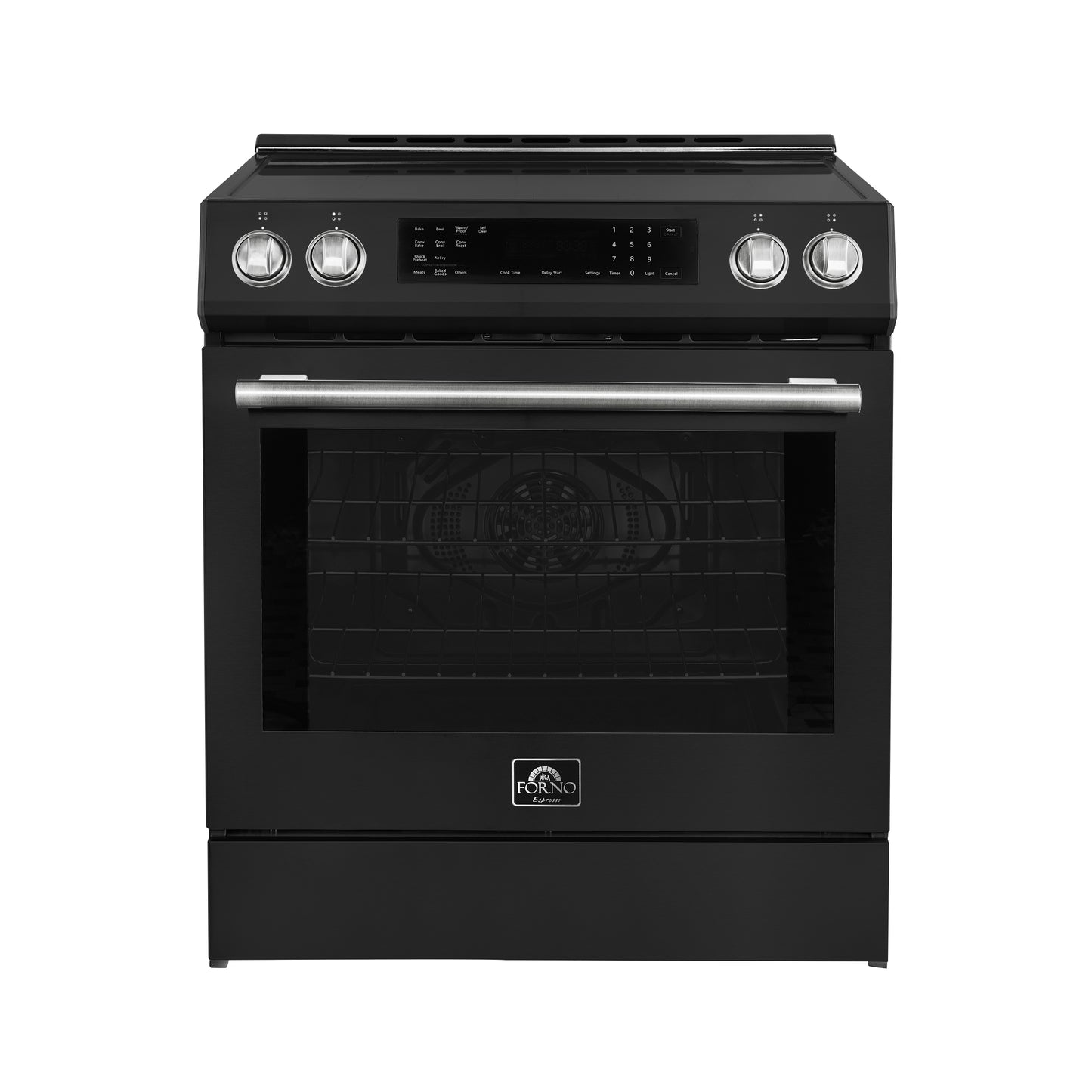 FORNO 2-Piece Black Kitchen Bundle - 30" Induction Range and 36" Bottom Freezer Refrigerator