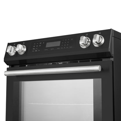 FORNO 2-Piece Black Kitchen Bundle - 30" Induction Range and 36" Bottom Freezer Refrigerator