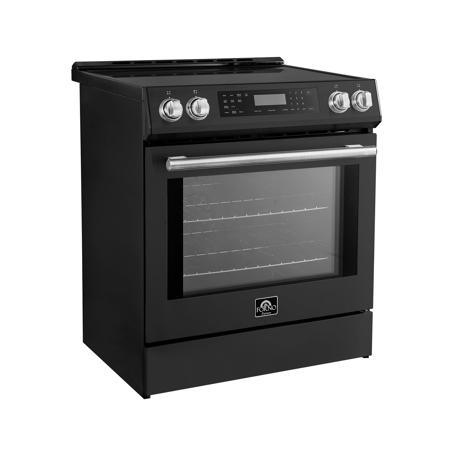 FORNO 2-Piece Black Kitchen Bundle - 30" Induction Range and 36" Bottom Freezer Refrigerator