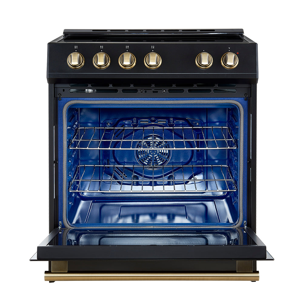 FORNO 2-Piece Black Kitchen Bundle - 30" Induction Range and 31" Bottom Freezer Refrigerator