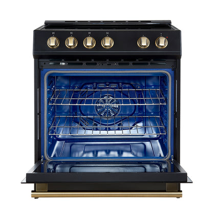 FORNO 2-Piece Black Kitchen Bundle - 30" Induction Range and 31" Bottom Freezer Refrigerator