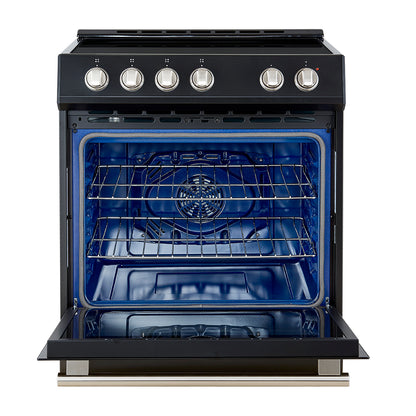 FORNO 2-Piece Black Kitchen Bundle - 30" Induction Range and 31" Bottom Freezer Refrigerator