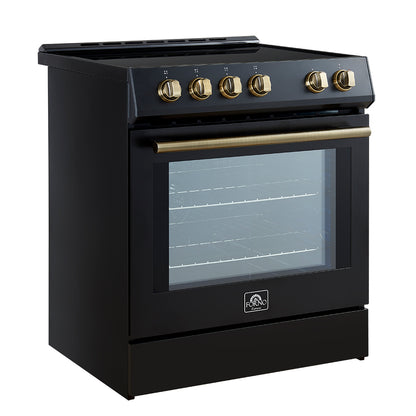 FORNO 2-Piece Black Kitchen Bundle - 30" Induction Range and 31" Bottom Freezer Refrigerator