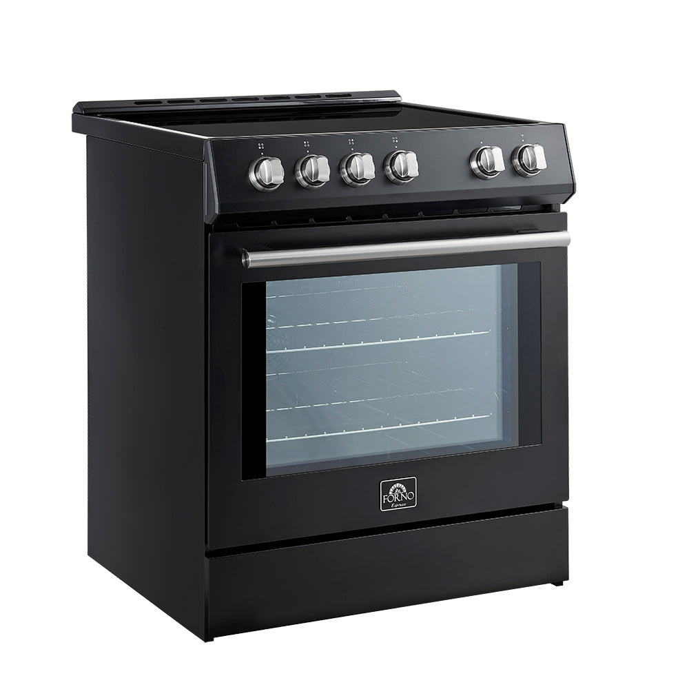 FORNO 2-Piece Black Kitchen Bundle - 30" Induction Range and 31" Bottom Freezer Refrigerator