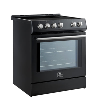 FORNO 2-Piece Black Kitchen Bundle - 30" Induction Range and 31" Bottom Freezer Refrigerator
