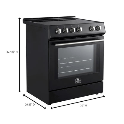 FORNO 2-Piece Black Kitchen Bundle - 30" Induction Range and 31" Bottom Freezer Refrigerator