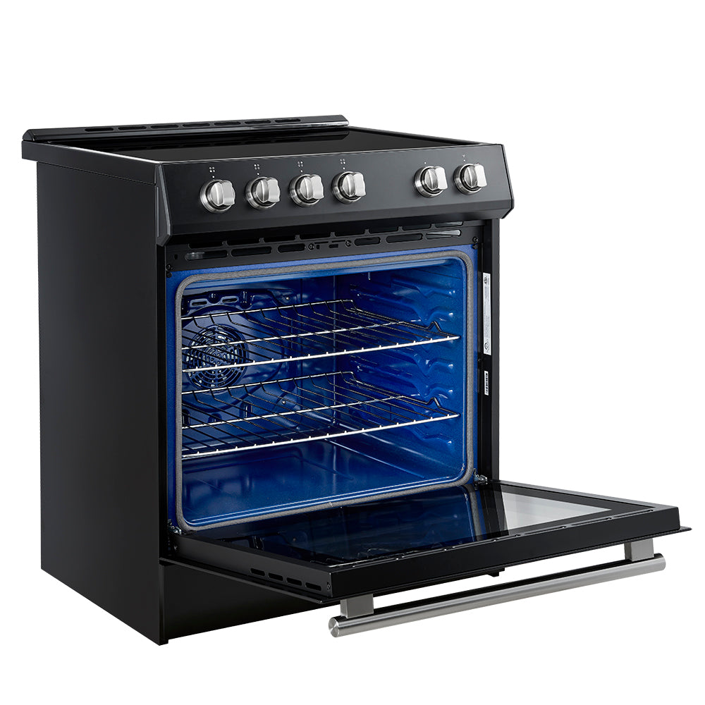 FORNO 2-Piece Black Kitchen Bundle - 30" Induction Range and 31" Bottom Freezer Refrigerator