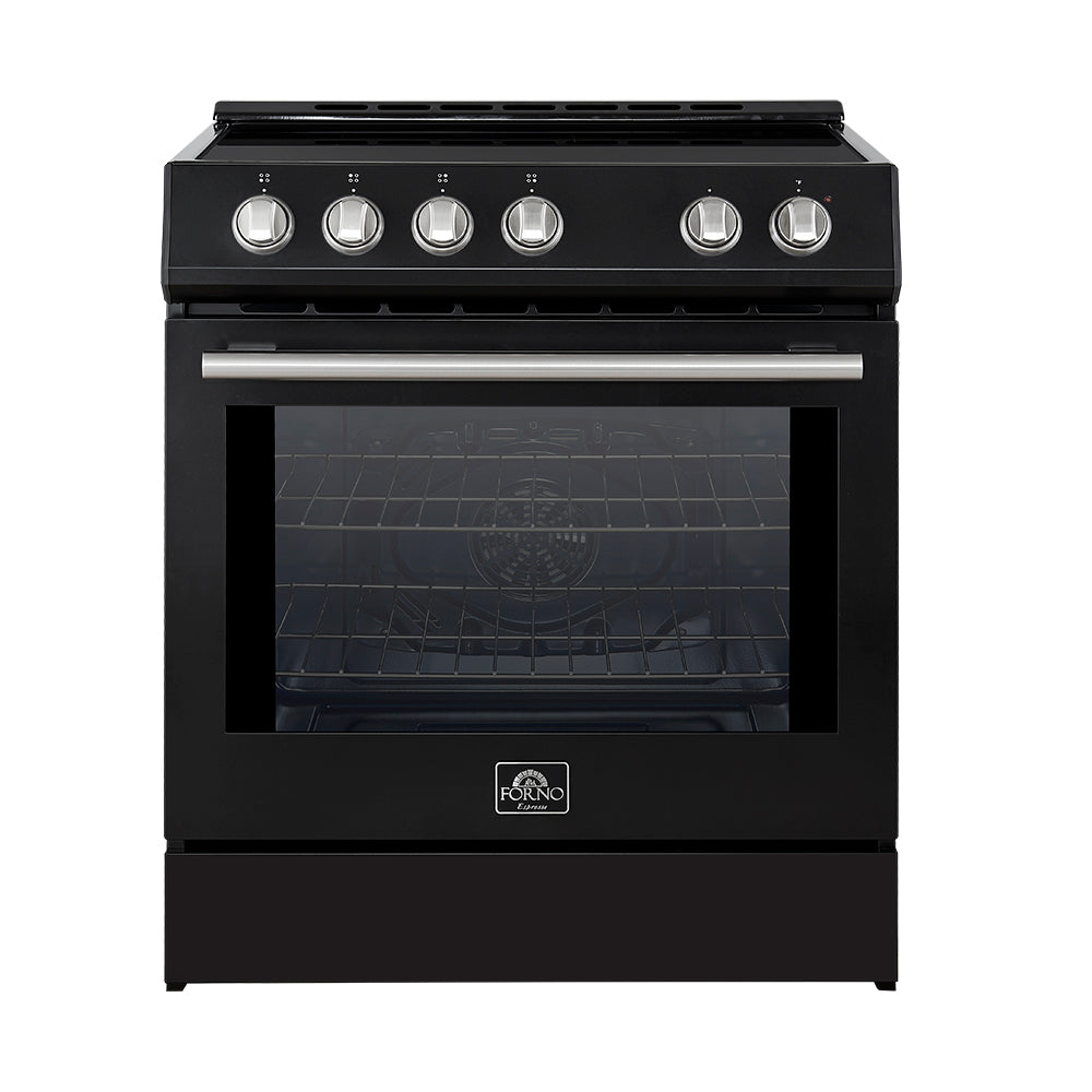 FORNO 2-Piece Black Kitchen Bundle - 30" Induction Range and 31" Bottom Freezer Refrigerator