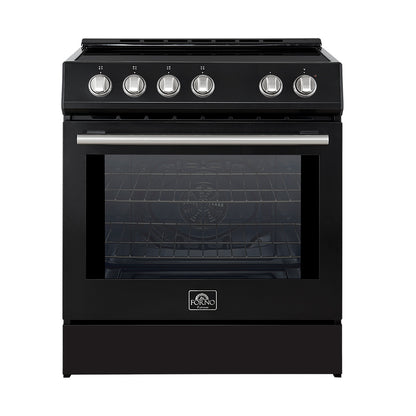 FORNO 2-Piece Black Kitchen Bundle - 30" Induction Range and 31" Bottom Freezer Refrigerator
