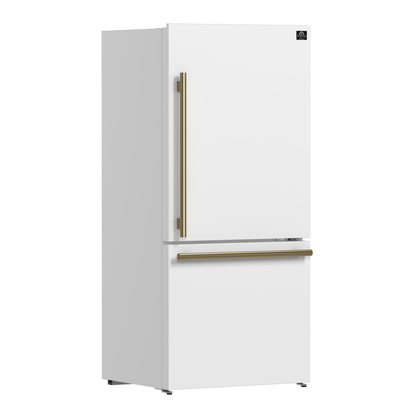 FORNO 2-Piece White Kitchen Bundle - 30" Induction Range and 31" Bottom Freezer Refrigerator