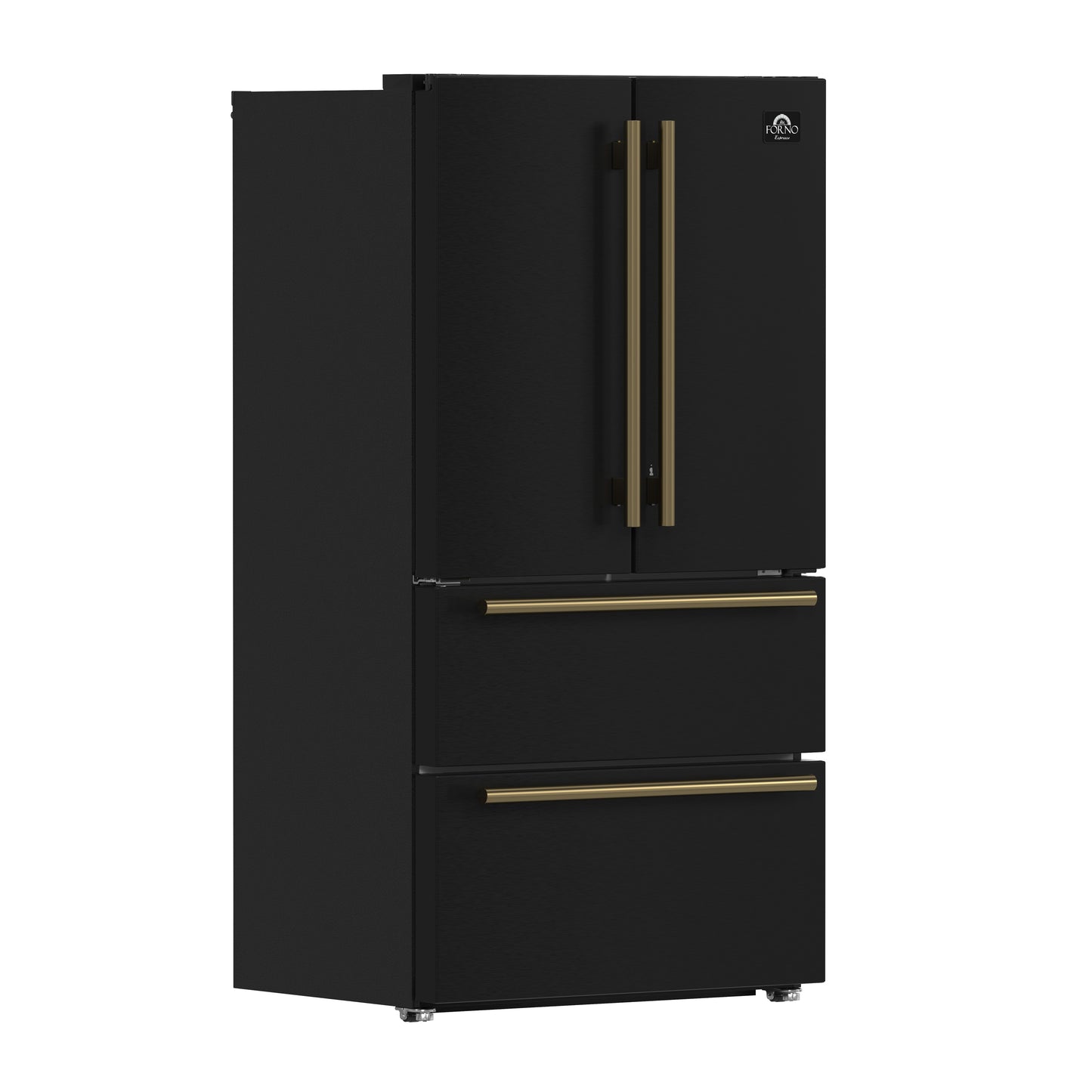 FORNO 2-Piece Black Kitchen Bundle - 30" Induction Range and 36" Bottom Freezer Refrigerator