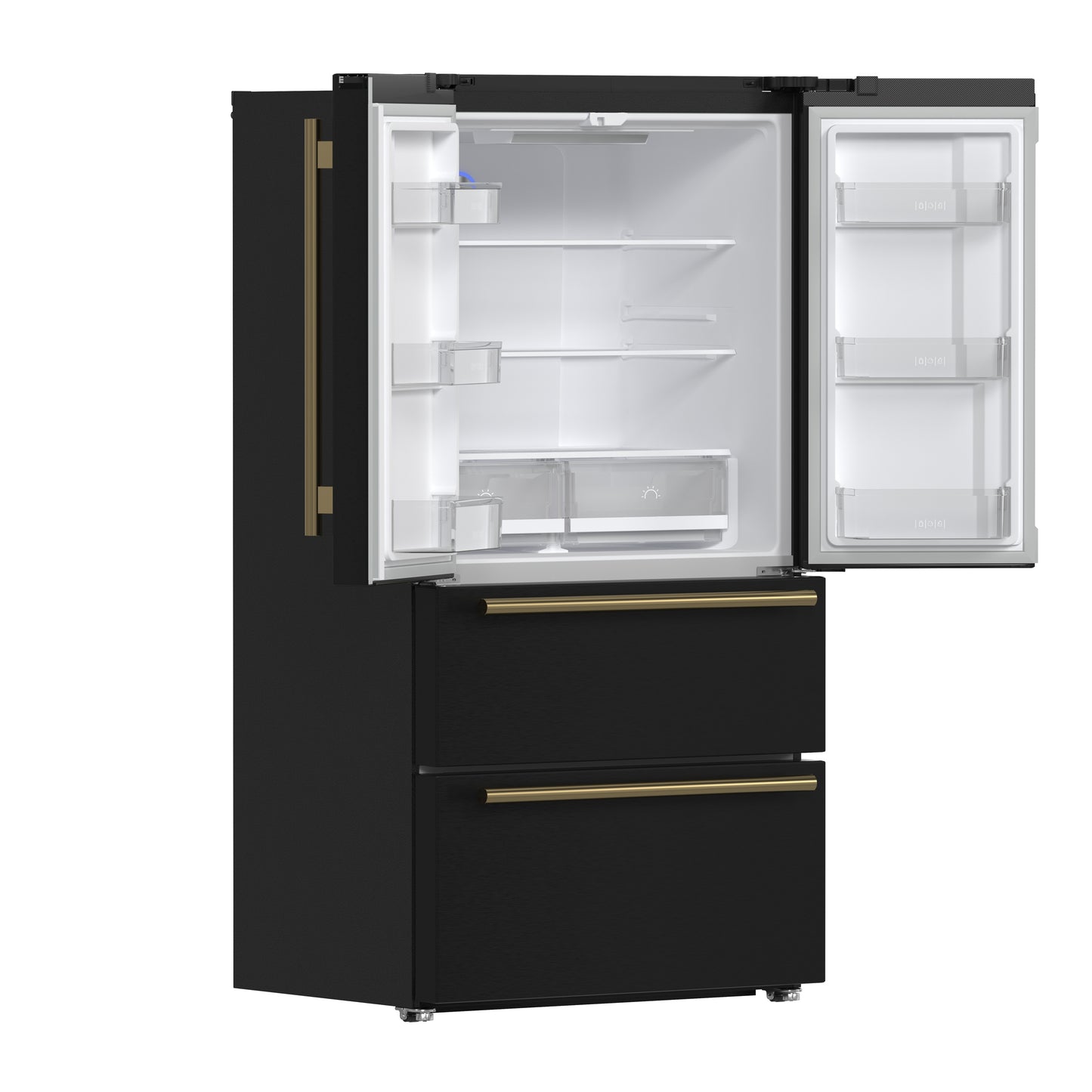 FORNO 2-Piece Black Kitchen Bundle - 30" Induction Range and 36" Bottom Freezer Refrigerator