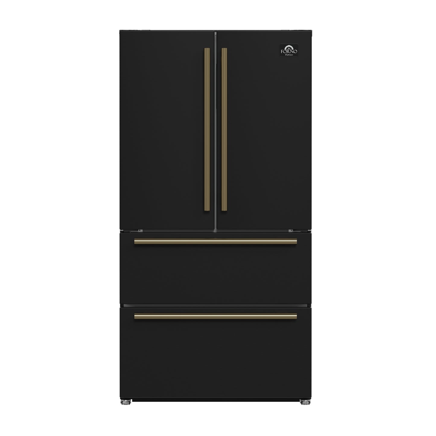 FORNO 2-Piece Black Kitchen Bundle - 30" Induction Range and 36" Bottom Freezer Refrigerator