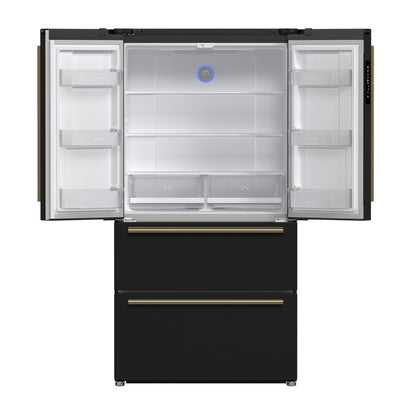 FORNO 2-Piece Black Kitchen Bundle - 30" Induction Range and 36" Bottom Freezer Refrigerator