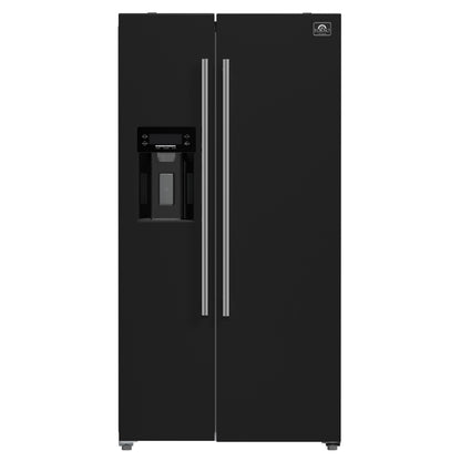 FORNO 2-Piece Black Kitchen Bundle - 30" Induction Range and 36" Bottom Freezer Refrigerator