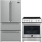 FORNO 2-Piece SS Kitchen Bundle - 30" Electric Range and 36" Bottom Freezer Refrigerator