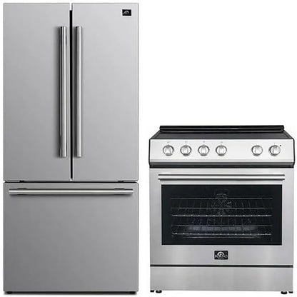 FORNO 2-Piece SS Kitchen Bundle - 30" Electric Range and 31" Bottom Freezer Refrigerator