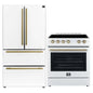 FORNO 2-Piece White Kitchen Bundle - 30" Electric Range and 36" Bottom Freezer Refrigerator