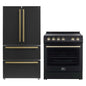 FORNO 2-Piece Black Kitchen Bundle - 30" Electric Range and 36" Bottom Freezer Refrigerator