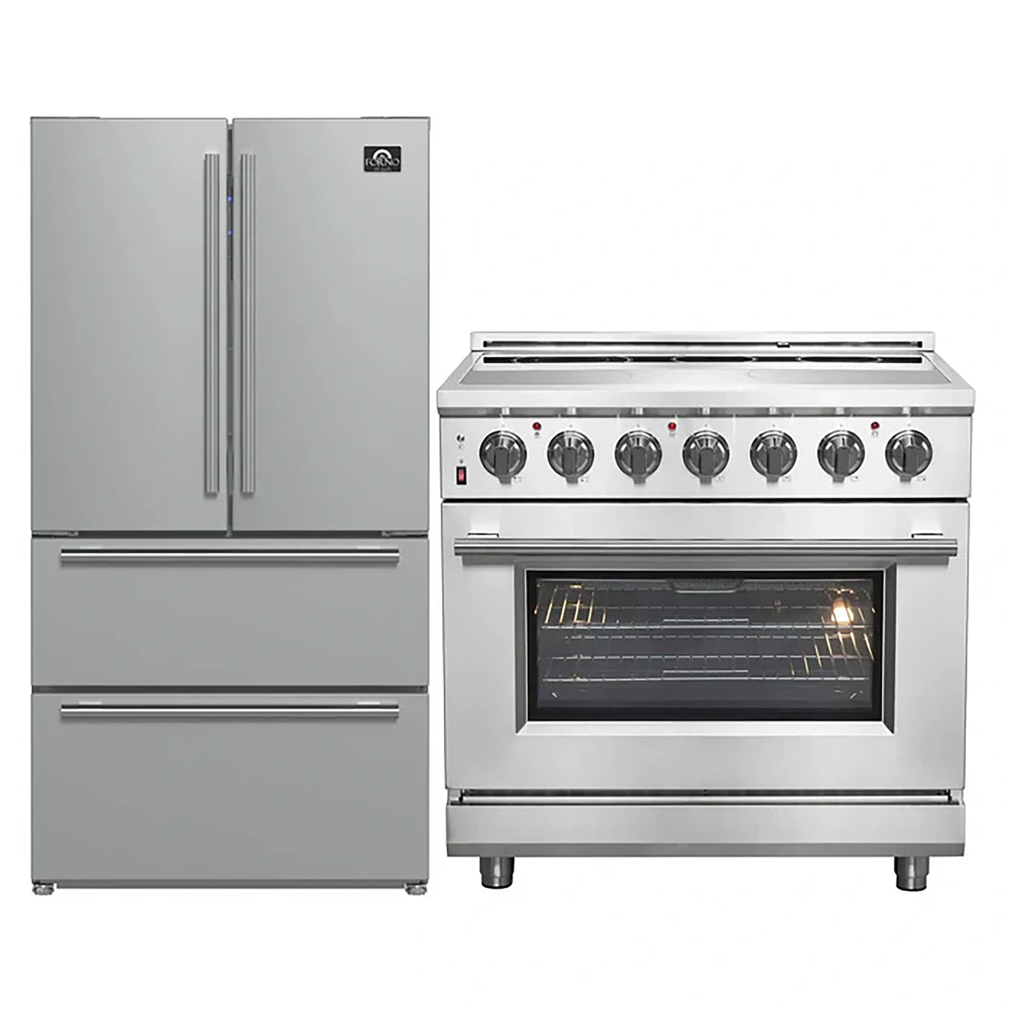 FORNO 2-Piece SS Kitchen Bundle - 36" Electric Range and 36" Bottom Freezer Refrigerator