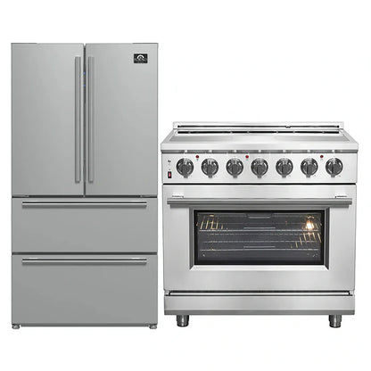 FORNO 2-Piece SS Kitchen Bundle - 36" Electric Range and 36" Bottom Freezer Refrigerator